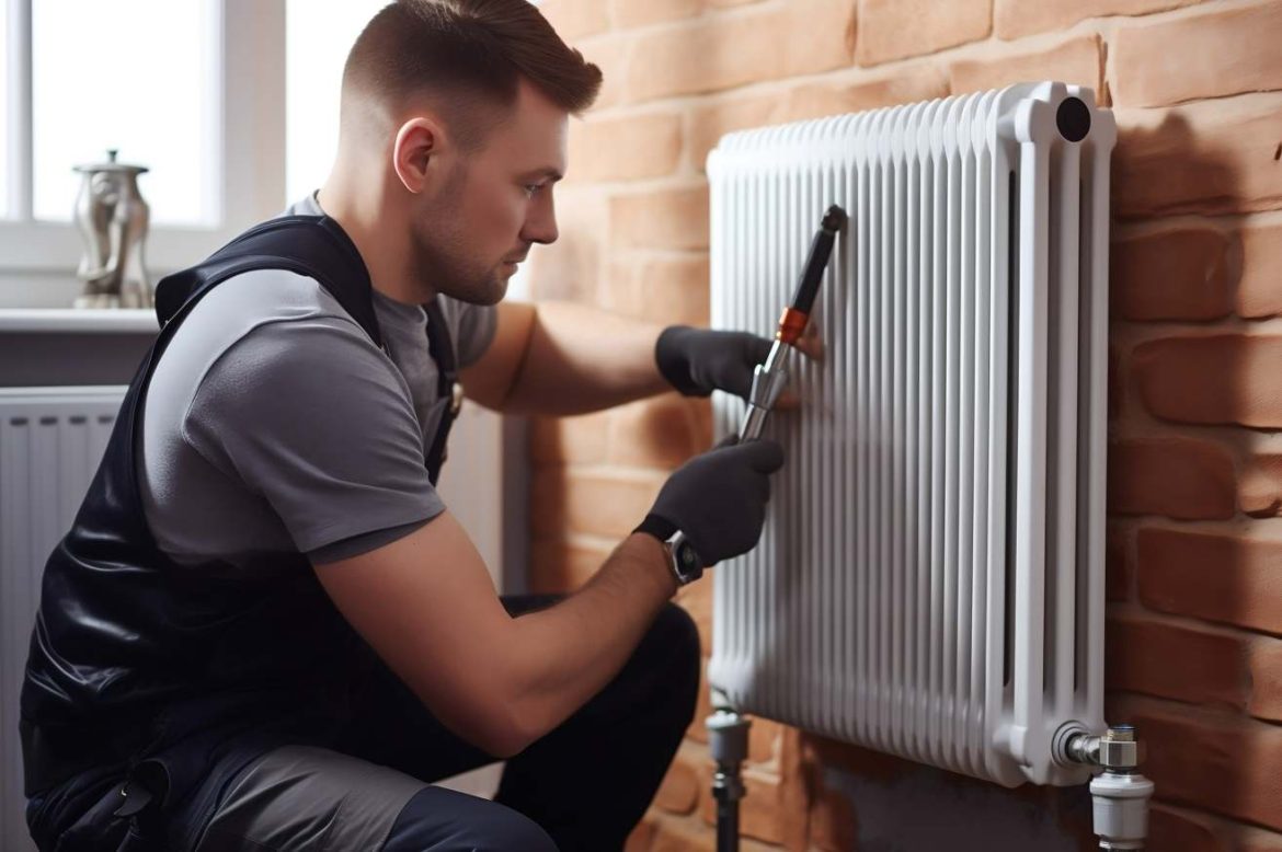 Un chauffagiste professionnel intervient sur un radiateur pour évaluer le coût désembouage circuit de chauffage